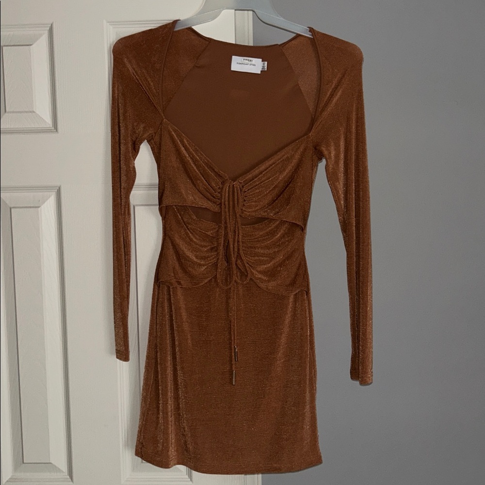 Significant Other Beige Long Sleeve Dress. Gorgeous and stretchy. Nice lining!